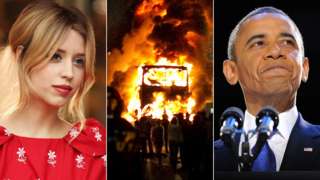 Peaches Geldof, a bus burning during the London riots, and Barack Obama