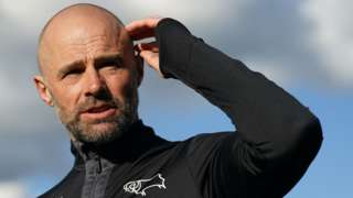 Derby County manager Paul Warne speaking to media