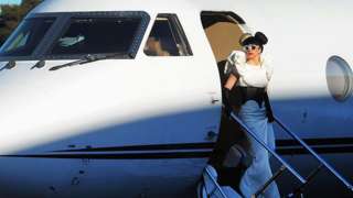 Lady Gaga lands in a private jet