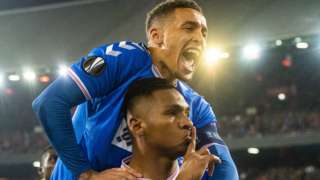 Alfredo Morelos celebrates