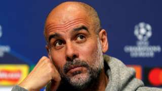 Man City manager Pep Guardiola during a Champions League news conference