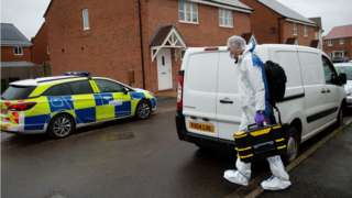 Forensics arrive at Vashon Drive in Droitwich, Worcestershire.