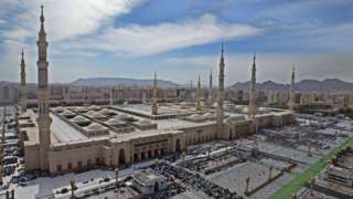 the Prophet Muhammad mosque on in the holy city of Medina