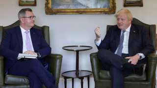 DUP leader Sir Jeffrey Donaldson and Prime Minister Boris Johnson