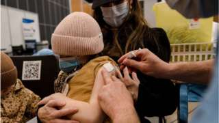 A Canadian child getting vaccinated