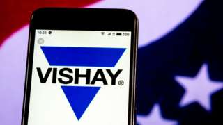 Vishay logo in front of American flag