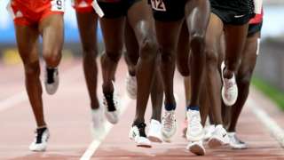 Athletes racing