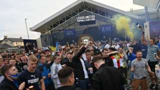 Fans outside the Leeds stadium