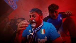 Napoli fans celebrate winning the Serie A - Naples, Italy - May 4, 2023