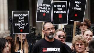Andrew Malkinson and his supporters outside court