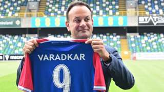 Leo Varadkar was speaking during a visit to Windsor Park where he was presented with a Linfield FC shirt