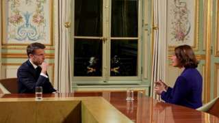Katya Adler interviewing Emmanuel Macron