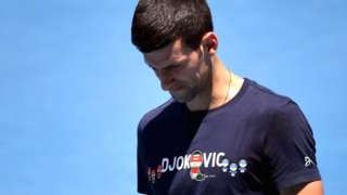 Novak Djokovic during a practice session