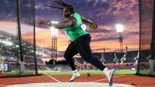 AUGUST 02: Chioma Onyekwere of Team Nigeria competes during the Women's Discus Throw Final on day five of the Birmingham 2022 Commonwealth Games