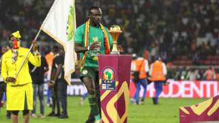 Sadio Mane of Senegal celebrates victory at the Africa Cup of Nations