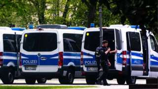 German police vans, file pic, 1 May 23
