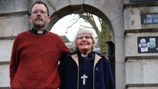 the Reverend Sue Parfitt, 79, Father Martin Newell,