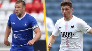 Nicky Featherstone of Hartlepool (left) and Adam Randell of Torquay (right)
