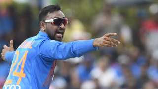 Krunal Pandya in action for India