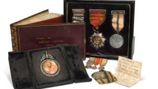 Crimean War diary and medals