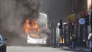 Bus fire in Renfield Street