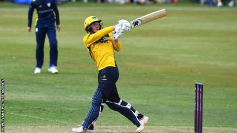 Tom Bevan, who only made his senior debut this summer hit his first century for Glamorgan as Hampshire were hammered by seven wickets