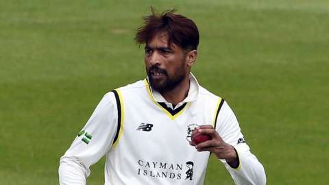 Mohammad Amir playing for Gloucestershire
