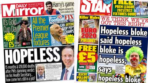 Daily Mirror and Daily Star front pages