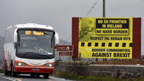 A bus crosses the Irish border
