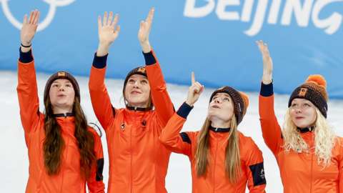 Netherlands celebrate win by pointing to sky in tribute to Van Ruijven