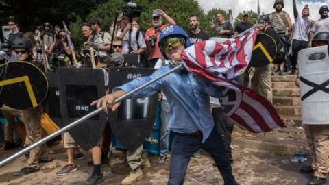 White supremacists and Neo-Nazis at the Unite the Right rally in Charlottesville