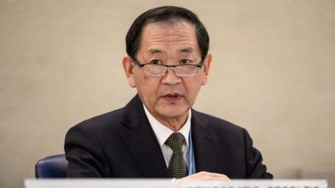 North Korea's ambassador to the United Nations in Geneva Han Tae Song chairs the Conference on Disarmament