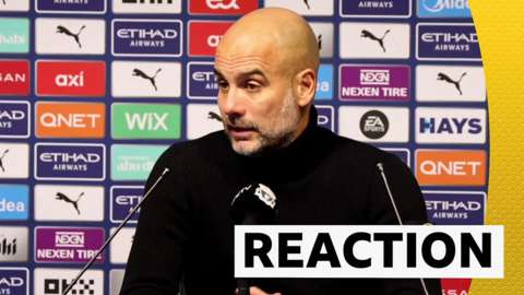 Pep Guardiolla speaks at a press conference