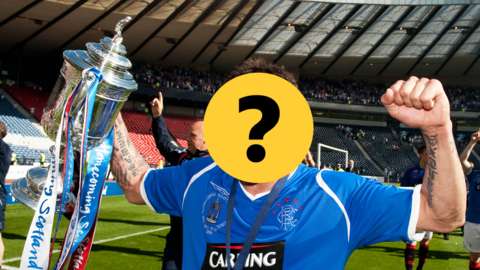 A Rangers player obscured by a question mark
