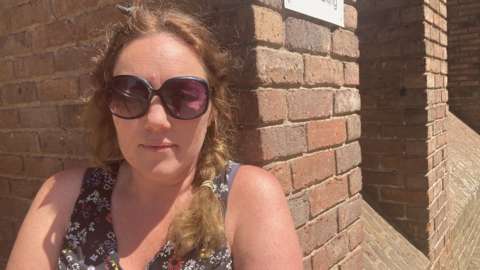Natalia Miles from Tenby outside Peterborough Passport Office