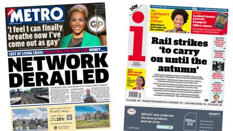 The Metro and the i front pages