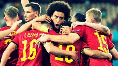 Belgium celebrate a goal