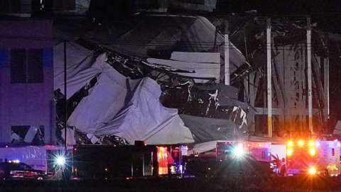 Amazon warehouse rooftop collapse