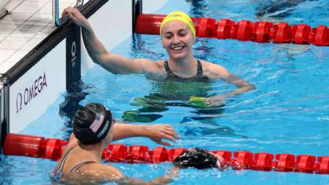 Ariarne Titmus and Katie Ledecky