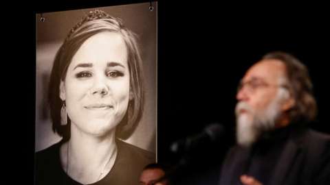 Russian political scientist and ideologue Alexander Dugin delivers a speech during a memorial service for his daughter Darya Dugina, who was killed in a car bomb attack, in Moscow