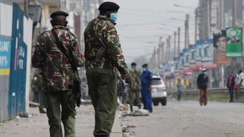 Police patrol in Nairobi, Kenya