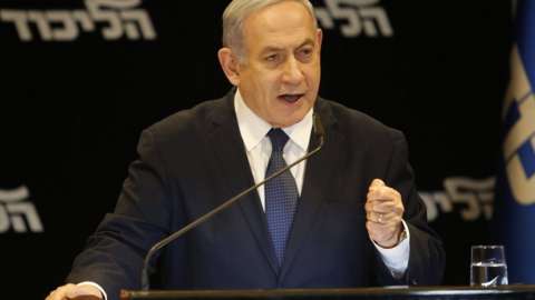 Israeli Prime Minister Benjamin Netanyahu speaks at a press conference regarding his intention to file a request to the Knesset for immunity from prosecution, in Jerusalem on January 1, 2020