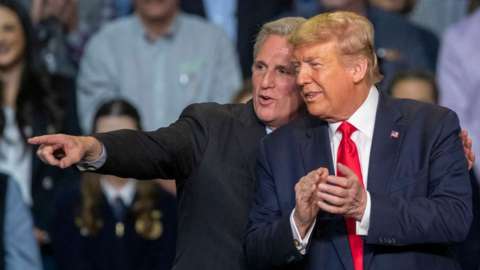 Donald Trump and Kevin McCarthy on the campaign trail in 2020