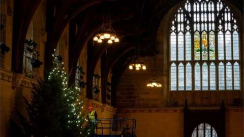 Christmas tree in Westminster Hall