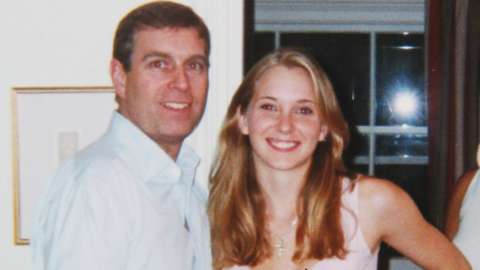 Prince Andrew with Virginia Roberts in 2001