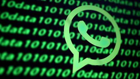 WhatsApp logo and green binary code