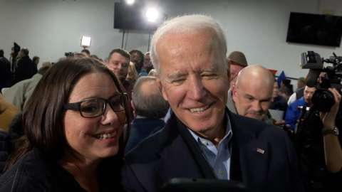 Biden with a supporter