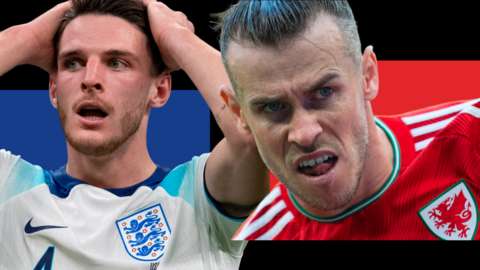 England's Declan Rice and Wales' Gareth Bale