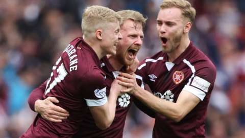 Stephen Kingsley celebrates after making it 2-0 to Hearts