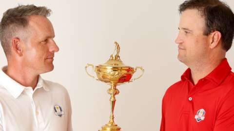 Europe captain Luke Donald and US skipper Zach Johnson with the Ryder Cup